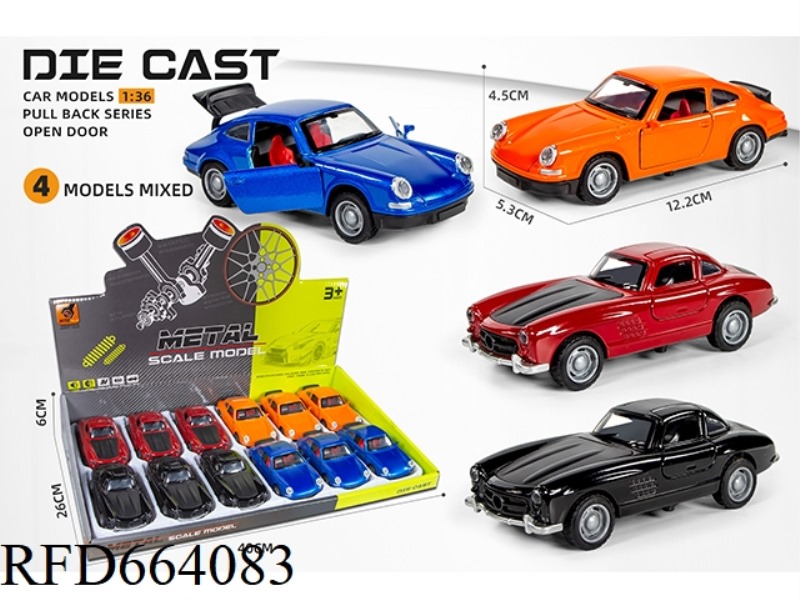 ALLOY MODEL PULL-BACK THREE-DOOR RETRO CLASSIC CAR SOUND AND LIGHT (1:36)