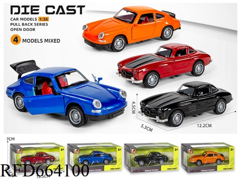 ALLOY MODEL PULL-BACK THREE-DOOR VINTAGE CAR (1:36)
