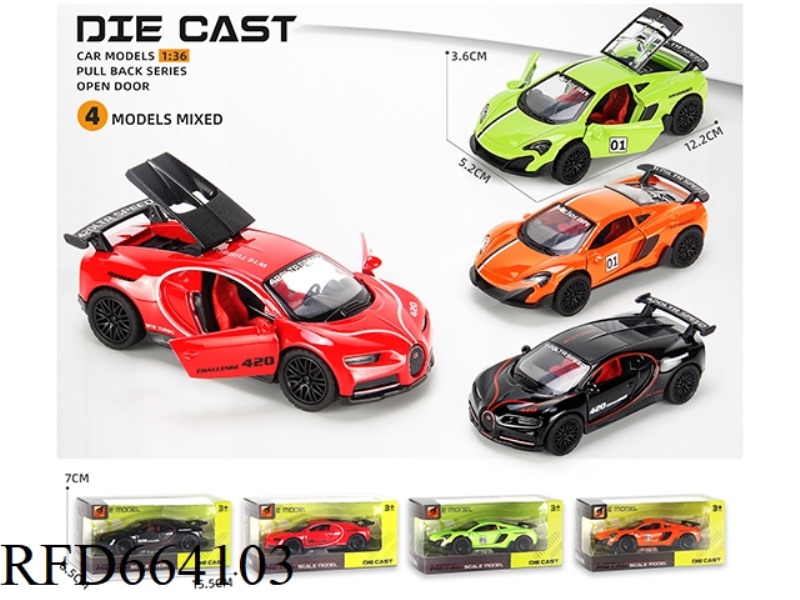 ALLOY MODEL PULL-BACK THREE-DOOR SPORTS CAR - TRACK VERSION (1:36)