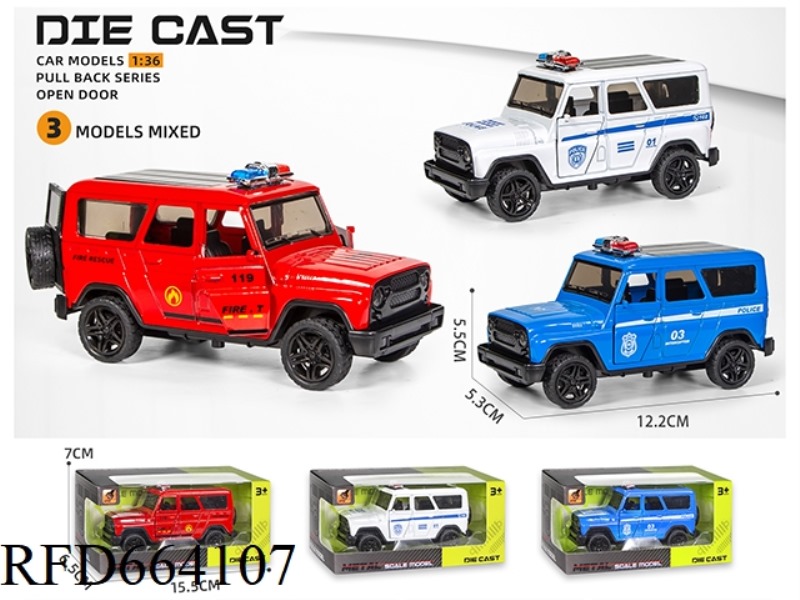 1:36 THREE-DOOR ALLOY VAZ OFF-ROAD POLICE CAR MODEL PULL BACK