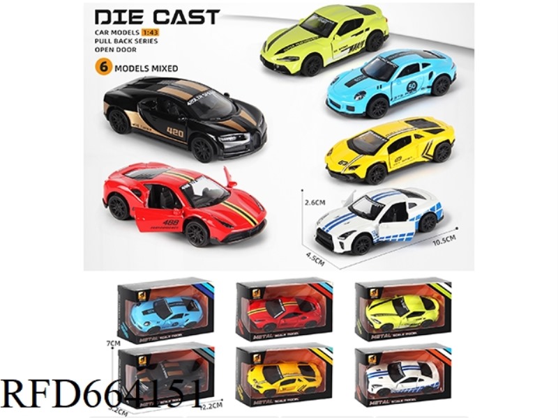 ALLOY MODEL PULL-BACK OPEN CIRCUIT SPORTS CAR (1:43)