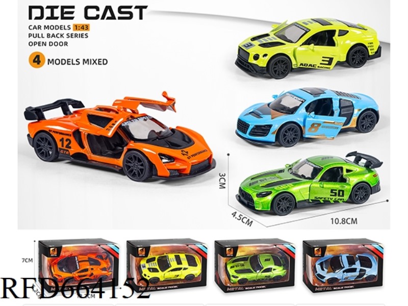 ALLOY MODEL PULL-BACK OPEN CIRCUIT SPORTS CAR (1:43)