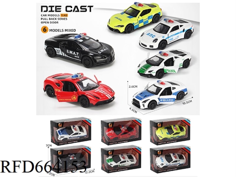 ALLOY MODEL PULL BACK DOOR POLICE CAR (1:43)