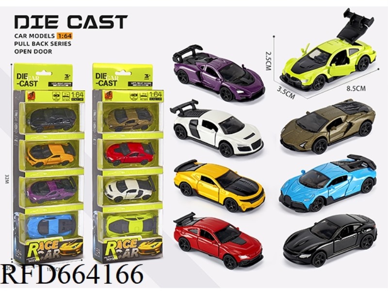 1:64 ALLOY THREE-DOOR PULL-BACK SPORTS CAR