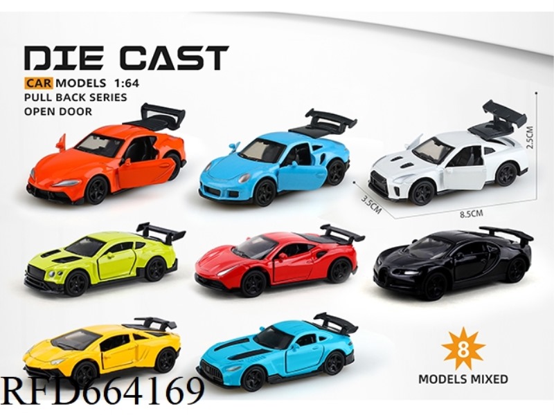 1:64 ALLOY THREE-DOOR PULL-BACK SPORTS CAR