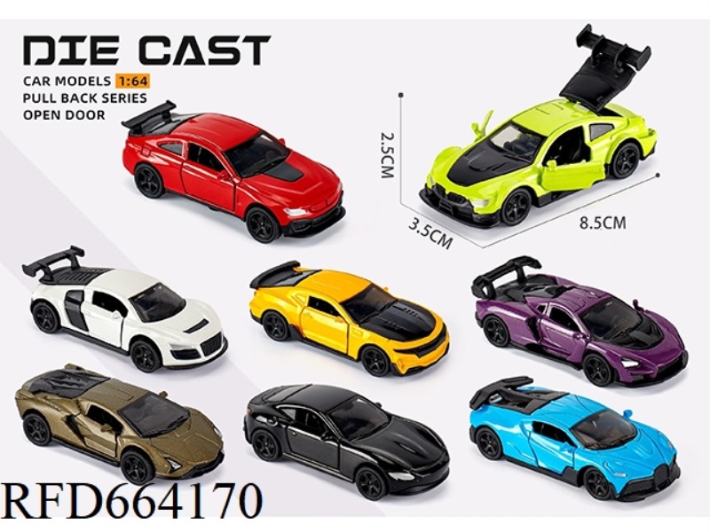 1:64 ALLOY THREE-DOOR PULL-BACK SPORTS CAR