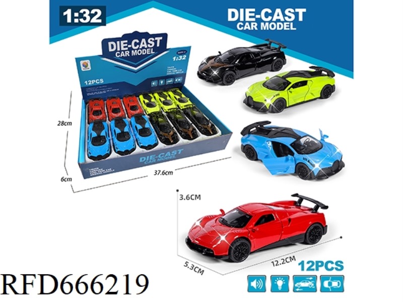 1:32 SIMULATED TWO-DOOR PULLBACK ALLOY CAR
WITH LIGHTS AND MUSIC