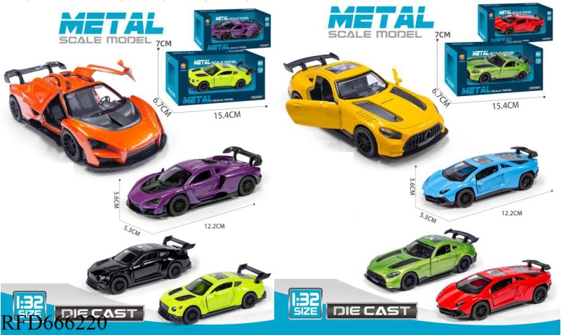 1:32 SIMULATED TWO-DOOR PULLBACK ALLOY CAR
(FOUR MIXED MODELS)