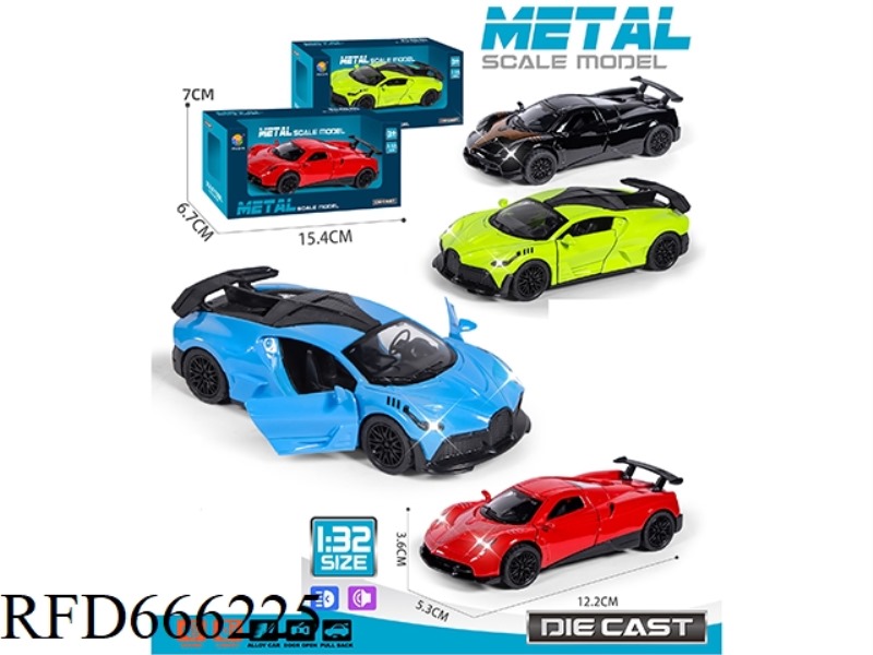 1:32 SIMULATED TWO-DOOR PULLBACK ALLOY CAR
WITH LIGHTS AND MUSIC