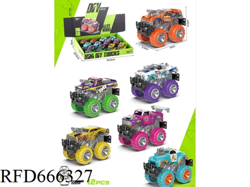 DIY DISASSEMBLY AND ASSEMBLY SLIDING ALLOY CAR GRAFFITI VERSION (12 PIECES)