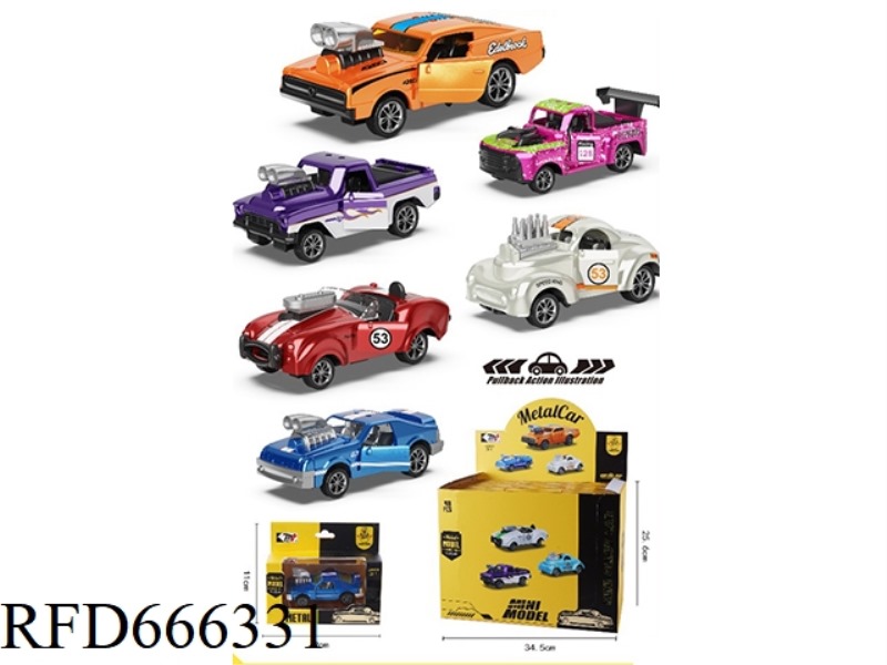 ALLOY REBOUND VINTAGE CAR WITH TWO DOORS (48 PIECES)