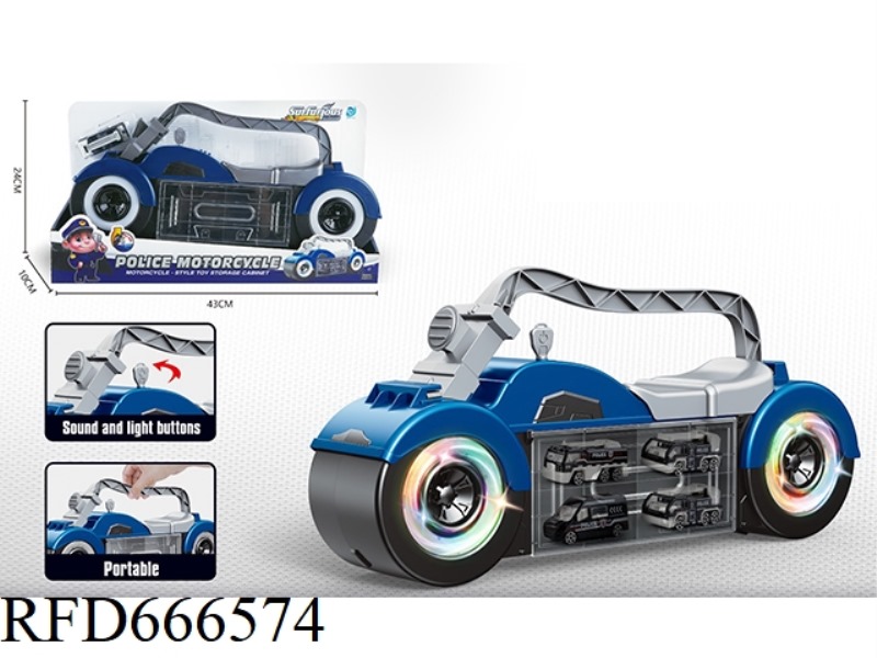 MOTORCYCLE STORAGE BOX WITH POLICE THEME