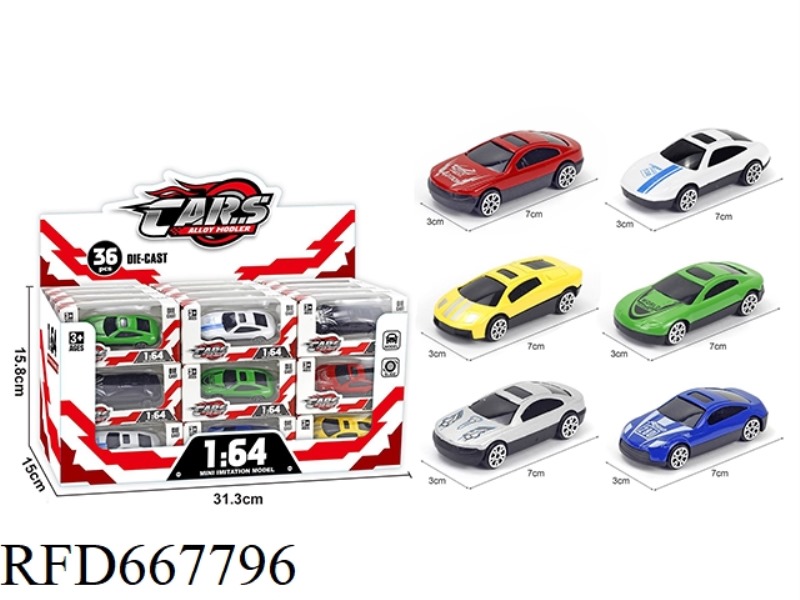 ALLOY COASTING RACING CAR (36PCS)