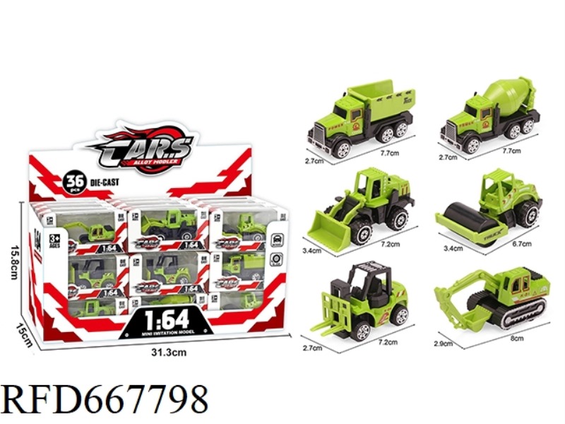 ALLOY SLIDING GREEN FARMER CAR (36PCS)