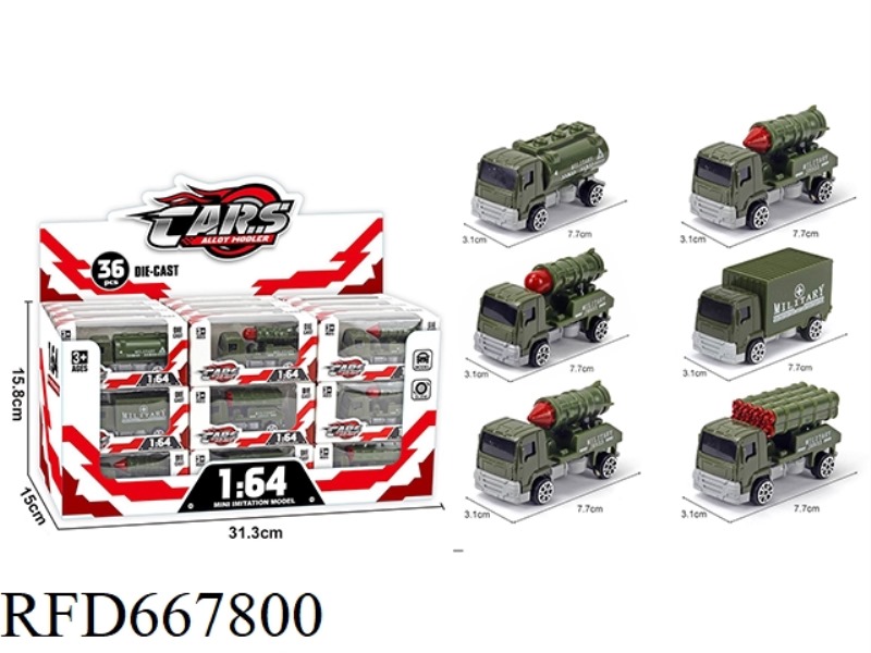 ALLOY SKID SHORT-HEADED MILITARY VEHICLE (36PCS)