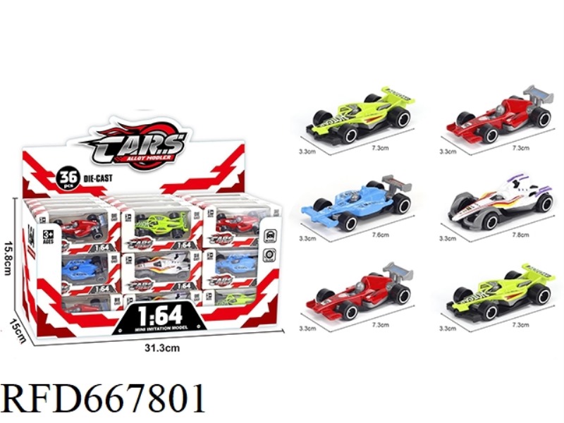 ALLOY COASTING F1 RACING CAR (36PCS)