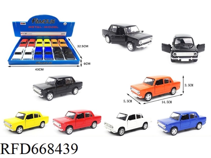 1:30 LADA HUILI ALLOY CAR 2 DOOR WITHOUT LIGHTS AND MUSIC 12 PIECES