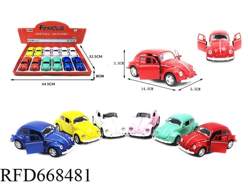 1:30 BEETLE RALLY ALLOY CAR 2 DOOR WITH LIGHTS AND MUSIC 12 PIECES
