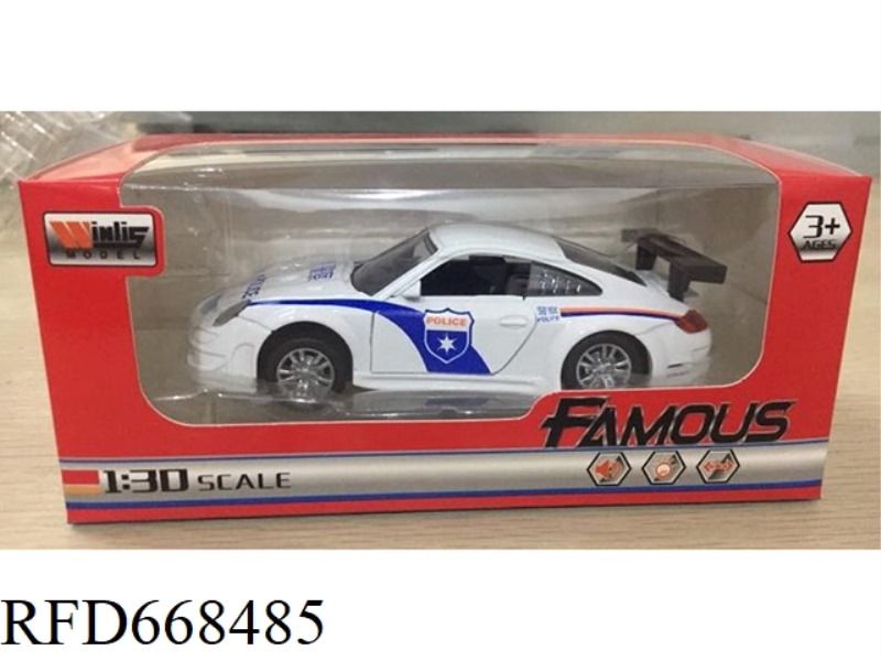 1:30 CHINESE PORSCHE 911 POLICE CAR, HUILI ALLOY CAR 2, DOOR WITH LIGHTS AND MUSIC