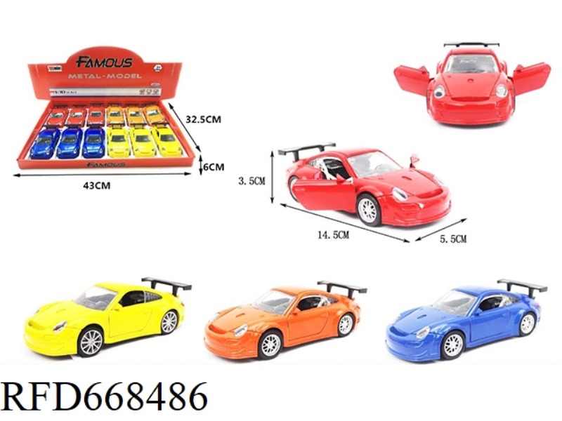 1:30 PORSCHE 911 RALLY ALLOY CAR 2 DOOR WITH LIGHTS AND MUSIC 12 PIECES