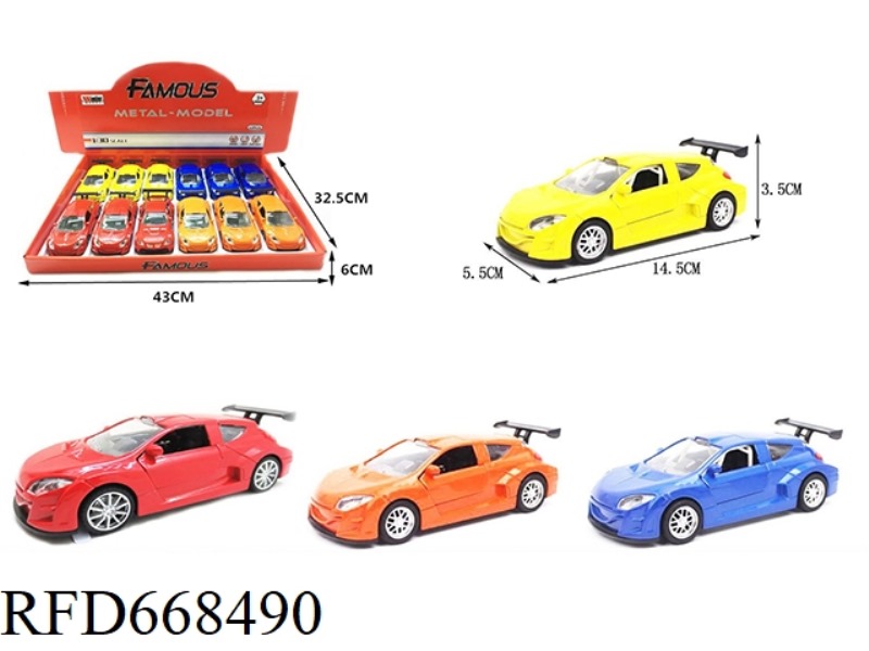1:30 RENAULT MEGANE RALLY ALLOY CAR 2 DOOR WITH LIGHTS AND MUSIC 12 PIECES
