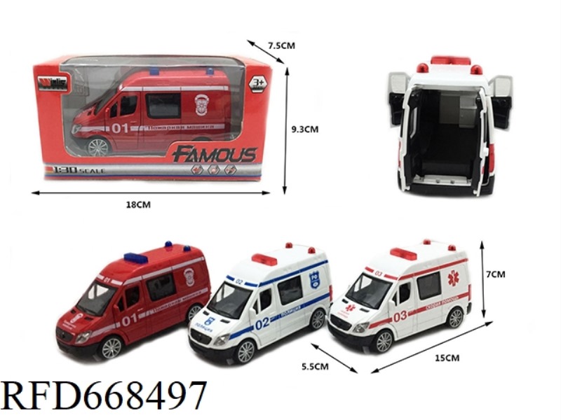 1:30 MERCEDES-BENZ THUNDER POWER ALLOY POLICE CAR WITH 4 DOORS, LIGHTS, MUSIC AND 2 LIGHTS