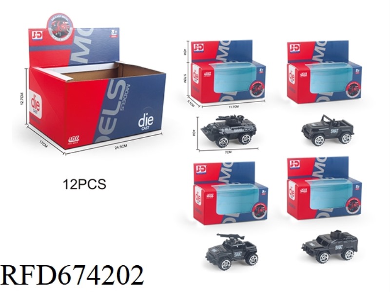 ALLOY MILITARY VEHICLE 12PCS