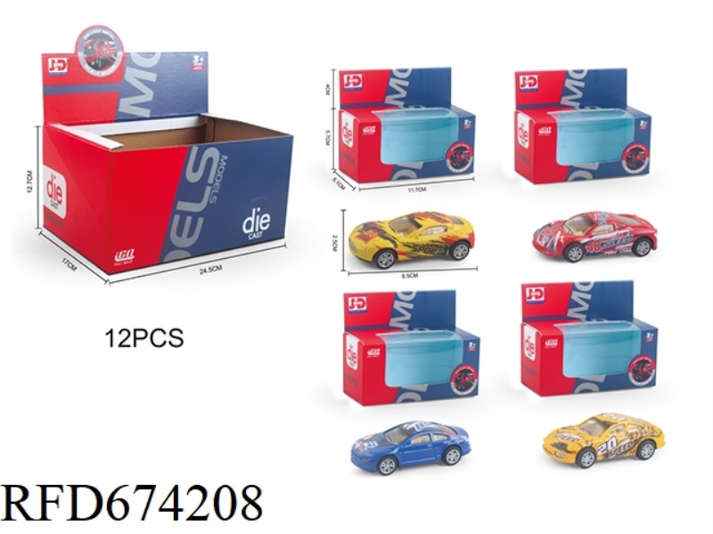 ALLOY PULL-BACK SPORTS CAR 12PCS