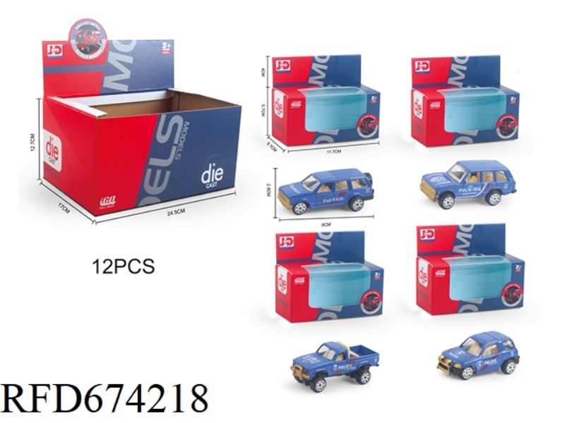 ALLOY POLICE CAR 12PCS