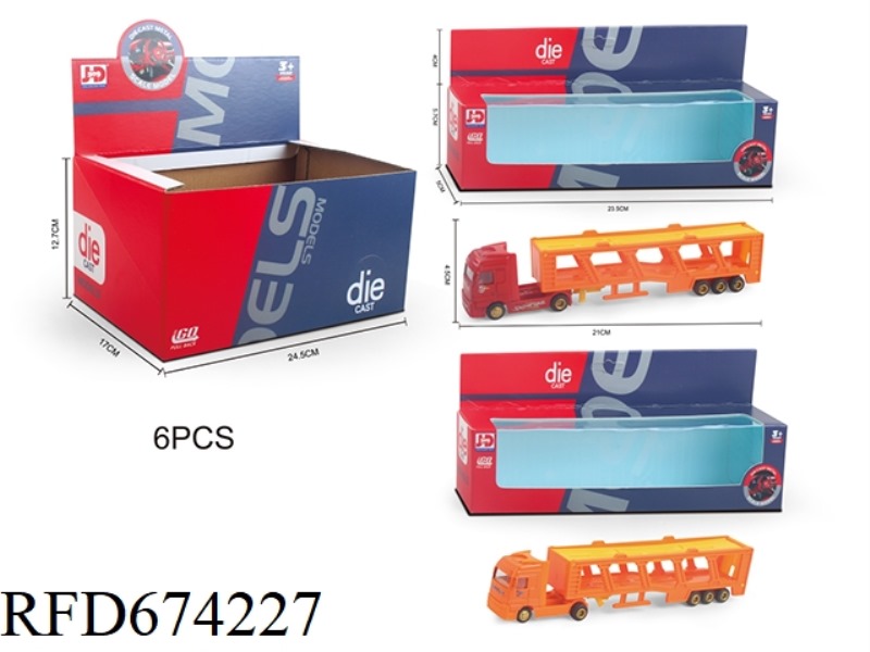 ALLOY DOUBLE-LAYER TRAILER 6PCS RED, ORANGE