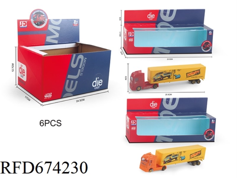 ALLOY CONTAINER TRACTOR 6PCS RED, ORANGE