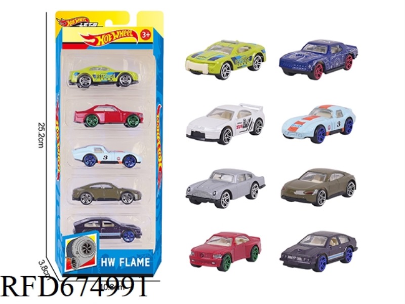 1:64 Fire Wheel 8 Alloy Cars 5PCS set (Racing car, Sports Car, Muscle Car)