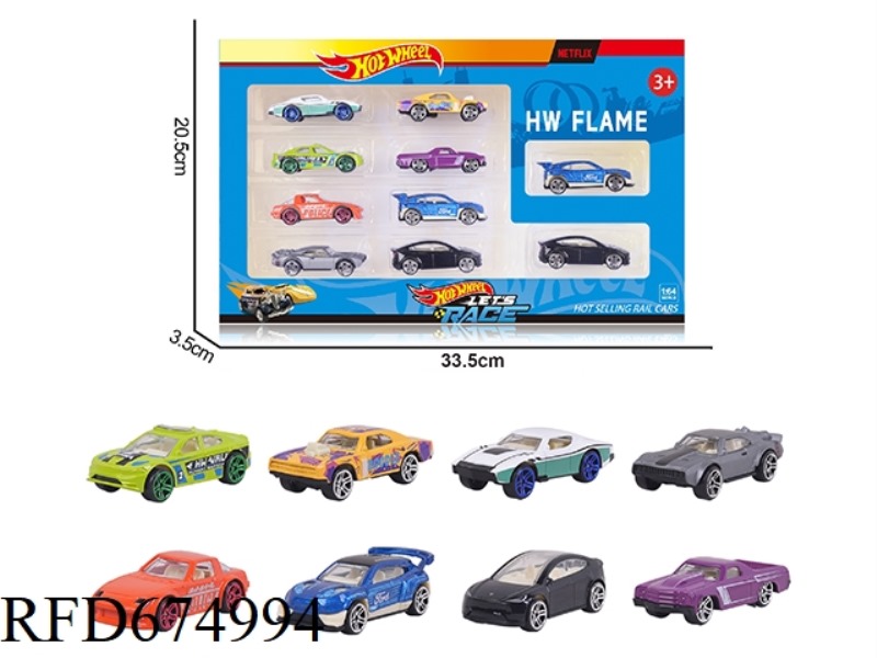 1:64 Fire Wheel Alloy 8 Models 10PCS Set (Racing Car, Sports Car, Muscle Car)