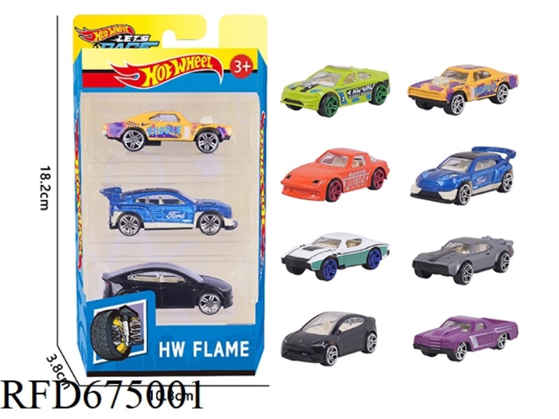 1:64 Fire Wheel Alloy 8 models 3PCS Set (Racing car, Sports Car, Muscle Car)