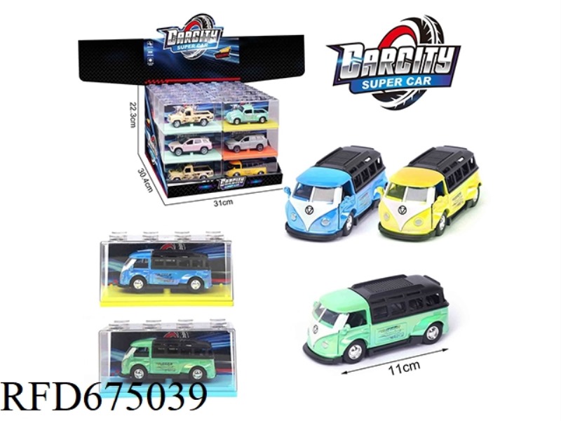 1:36 COLORFUL HUILI ALLOY CAR VOLKSWAGEN BUS 24PCS