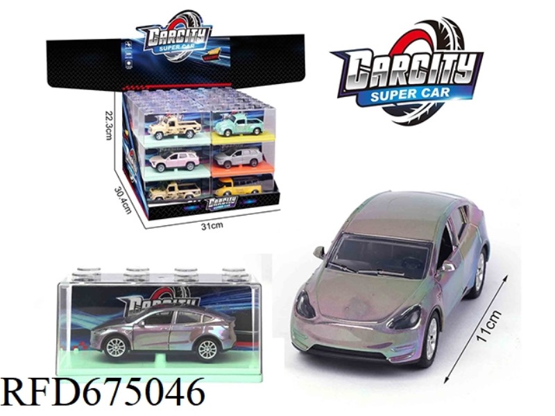 1:36 COLORFUL REAR-FORCE ALLOY ELECTRIC CAR TESLA 24PCS