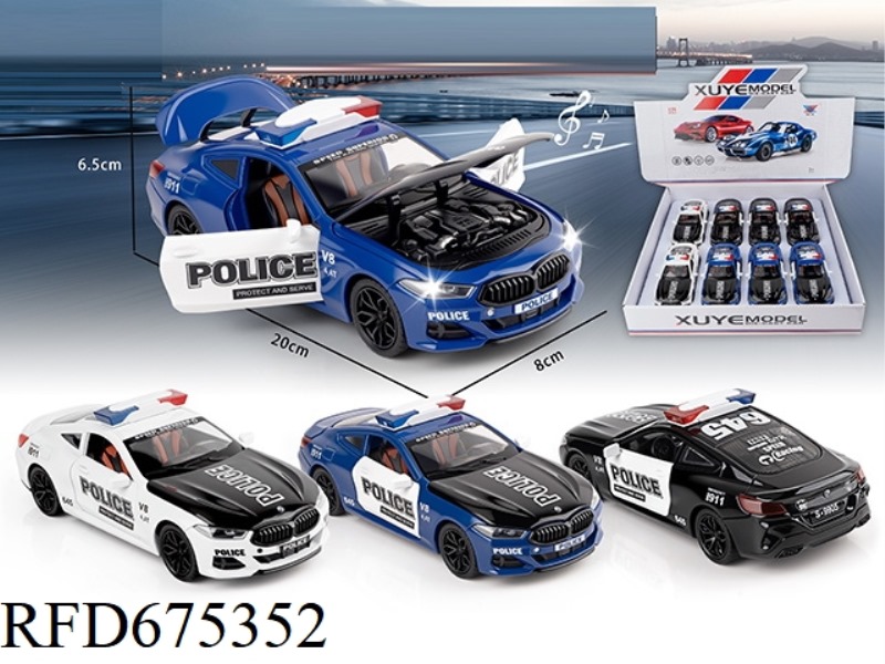 1:24 FOUR-DOOR RECOIL LIGHTING AND MUSIC ALLOY AMERICAN POLICE CAR (8 PIECES)