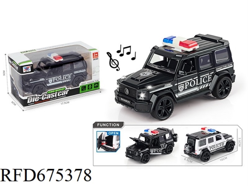 1:28 LIGHTING, MUSIC, FOUR-DOOR, RECOIL POLICE CAR, LARGE G ALLOY CAR MODEL