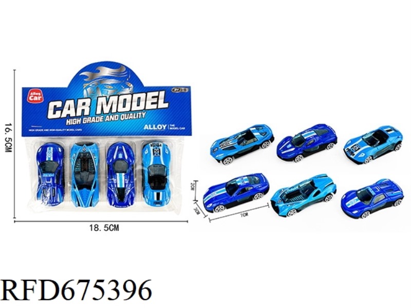 FOUR SLIDING ALLOY POLICE CARS