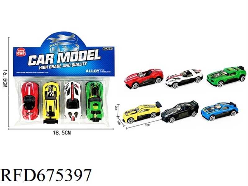 FOUR SLIDING ALLOY RACING CARS