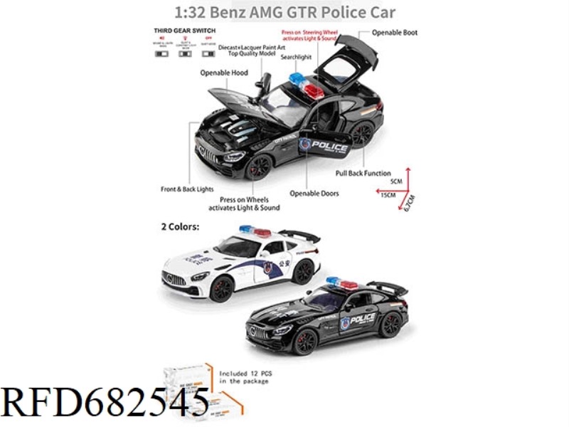 1:32 MERCEDES AMG GTR POLICE CAR 12PCS