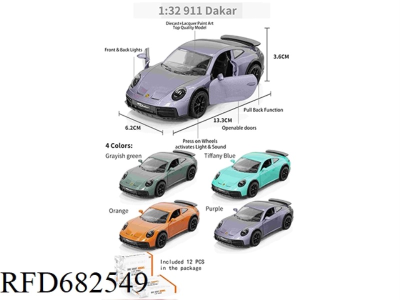 1:32 PORSCHE 911 (TWO DOORS) 12PCS