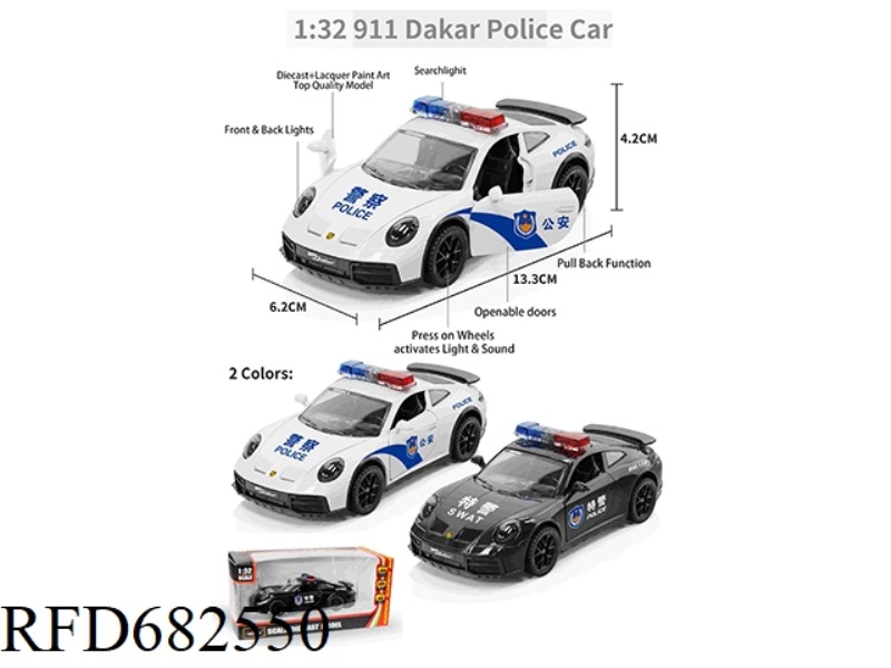 1:32 PORSCHE 911 POLICE CAR (TWO DOORS OPEN)