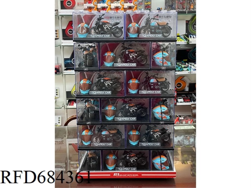 1: 14 GULF ALLOY POWER HONDA LITTLE MONKEY MOTORCYCLE WITH LIGHTS AND MUSIC (WITH HELMET)
