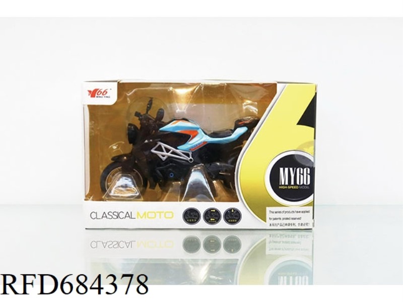 1: 10 GULF ALLOY WARRIOR GUSTA MOTORCYCLE WITH LIGHT AND MUSIC