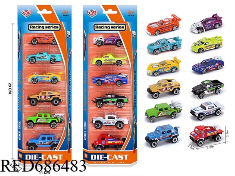 6 ALLOY SLIDING RACE CARS