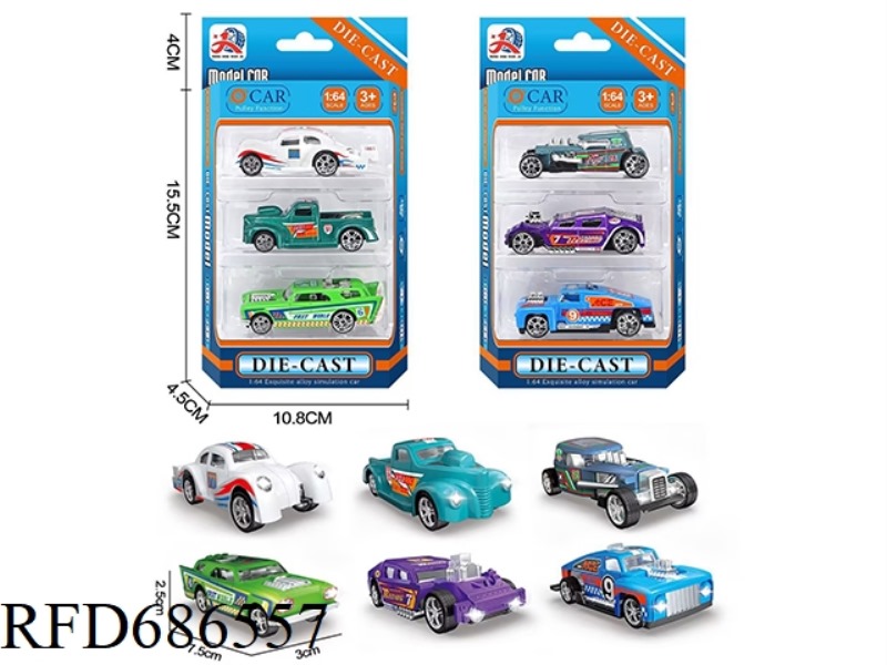 3 ALLOY RACING CARS