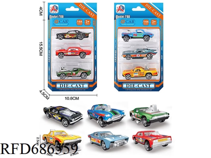 3 ALLOY RACING CARS