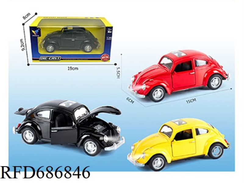 1:28 ALLOY BEETLE (3-COLOR MIXED CONFIGURATION) (HUILI FOUR-DOOR LIGHTING, MUSIC, BATTERY PACK)