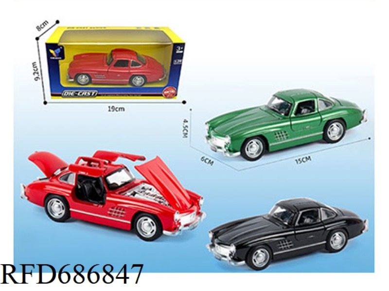 1:28 ALLOY MERCEDES-BENZ CLASSIC CAR (3-COLOR MIXED CONFIGURATION) (HUILI FOUR-DOOR LIGHTING, MUSIC,